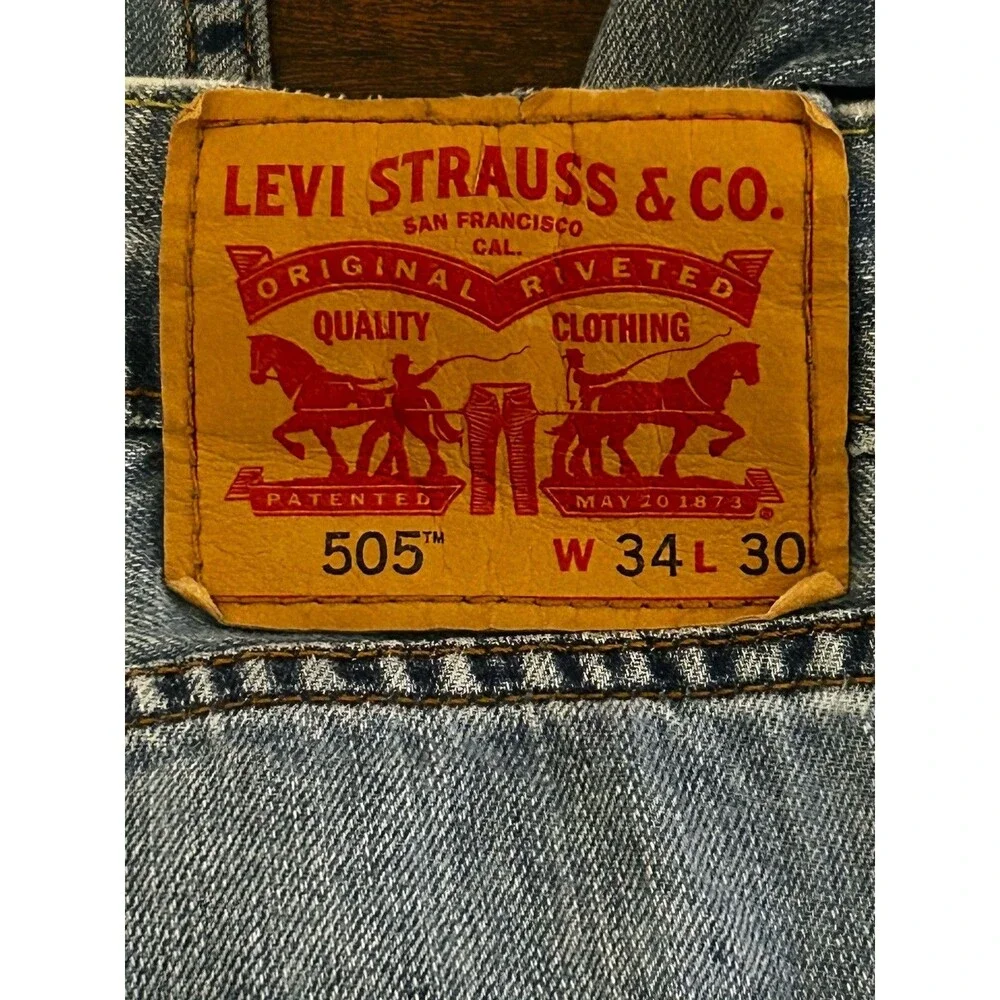 Levi's Men's 505 Straight Jeans Dark Rinse Regular Fit 34x30 100% Cotton